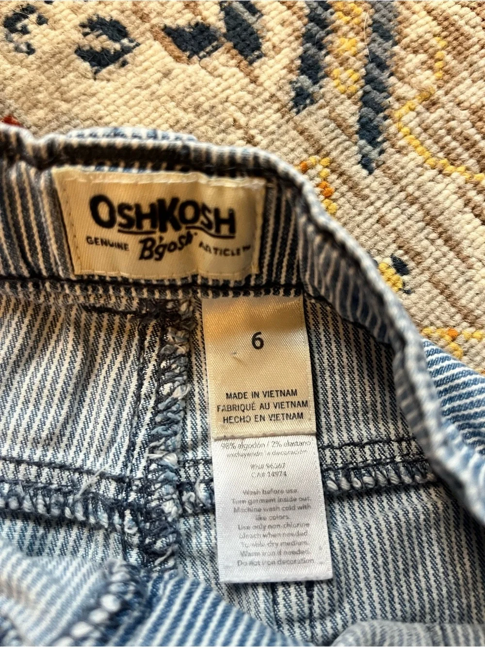 Oshkosh B’gosh Size 6 Hickory Navy Striped Pants, Adjustable Waist Cotton